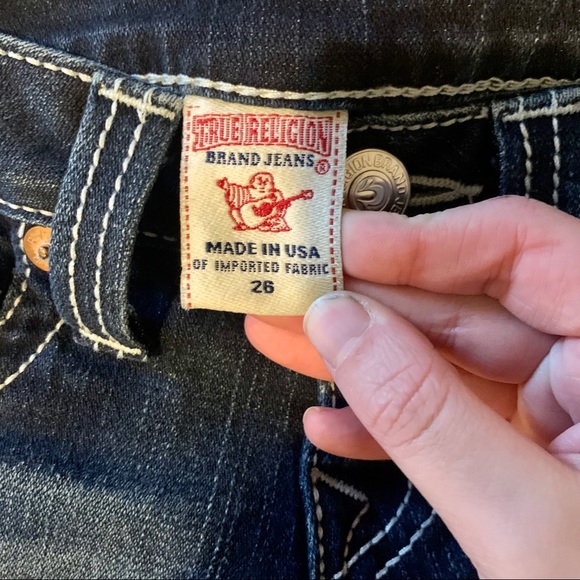 Dark Wash Contrast Stitching True Religion Jeans - Picture 8 of 12